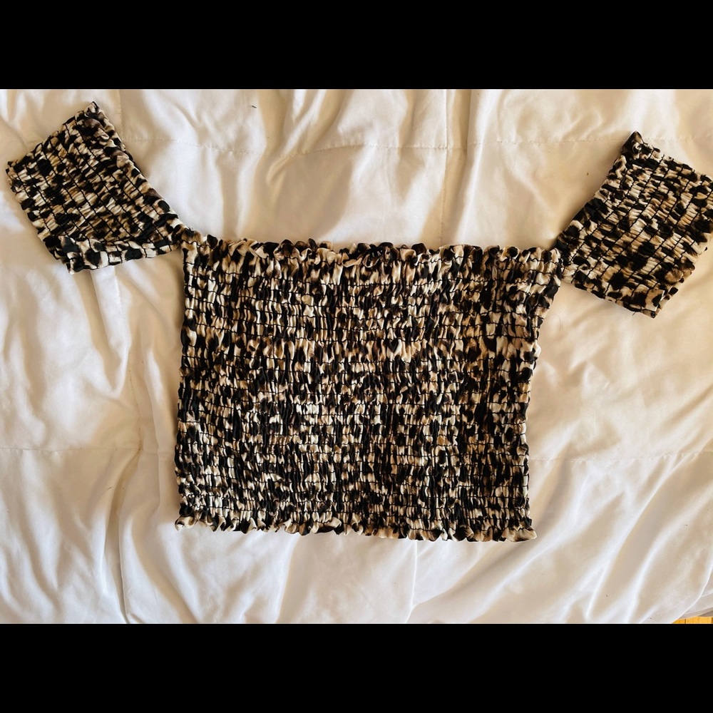 Cheetah off shoulder shirt